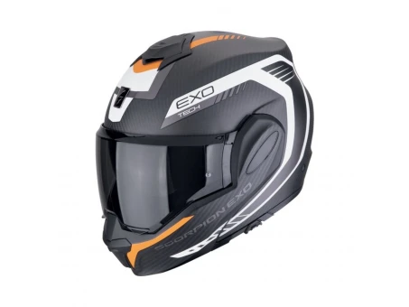 Casca flip-up Scorpion EXO-TECH EVO CARBON Cosy - Negru mat/Portocaliu | 118-475-168