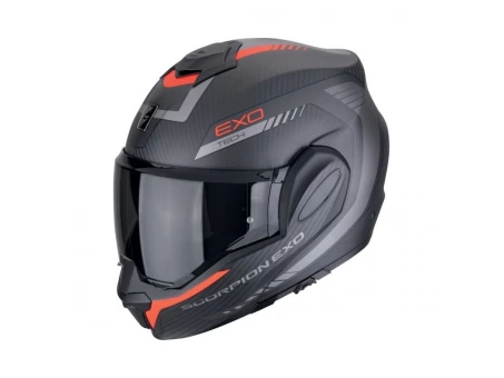 Casca flip-up Scorpion EXO-TECH EVO CARBON Cosy - Negru mat/Rosu | 118-475-24