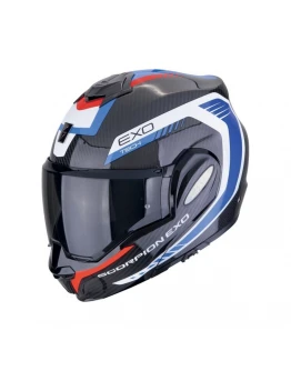 Casca flip-up Scorpion EXO-TECH EVO CARBON Cosy - Negru/Albastru/Rosu