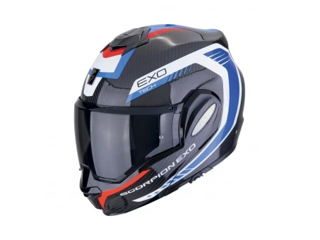Casca flip-up Scorpion EXO-TECH EVO CARBON Cosy - Negru/Albastru/Rosu | 118-475-296