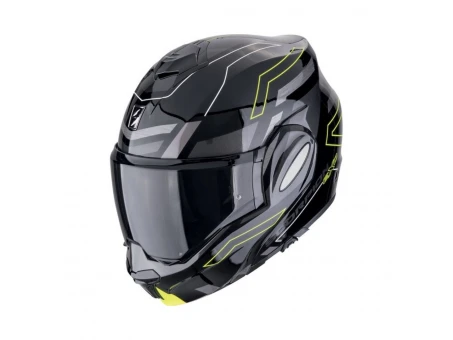 Casca flip-back Scorpion EXO Tech Evo Conquer Helmet - Negru/Galben fluo | 118-487-141