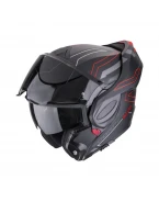 Casca flip-back Scorpion EXO Tech Evo Conquer Helmet - Negru mat/Rosu | 118-487-24