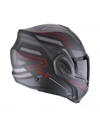 Casca flip-back Scorpion EXO Tech Evo Conquer Helmet - Negru mat/Rosu | 118-487-24