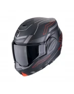 Casca flip-back Scorpion EXO Tech Evo Conquer Helmet - Negru mat/Rosu | 118-487-24