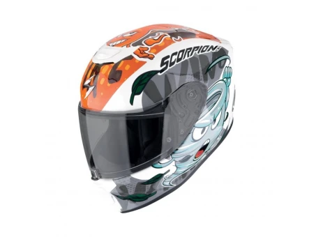 Casca integrala de copii SCORPION EXO-JNR AIR The4Elements - Alb/Albastru/Portocaliu | 120-495-361