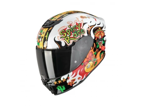 Cască integrală copii SCORPION EXO-JNR AIR YUCATAN - Alb/Portocaliu/Negru | 120-539-390