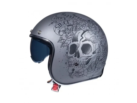 Casca open face motociclete MT Le Mans 2 SV Skull & Rose A2 negru/gri mat (ochelari soare integrati)