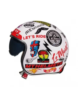 Casca open face motociclete MT Le Mans 2 SV Anarchy A0 alb lucios (ochelari soare integrati)