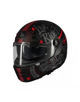 Casca integrala MT Jarama SV Art E5 Retro Cafe Racer (ochelari soare integrati) - Negru/Gri mat