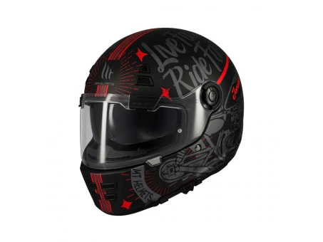 Casca integrala MT Jarama SV Art E5 Retro Cafe Racer (ochelari soare integrati) - Negru/Gri mat | 1320B90452