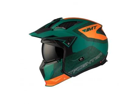 Cască MT Streetfighter SV S Totem C6, ochelari soare integrati - Verde mat | 13279951263