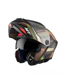 Casca Flip-up MT Atom 2 SV Bast A6 military Maro,verde mat