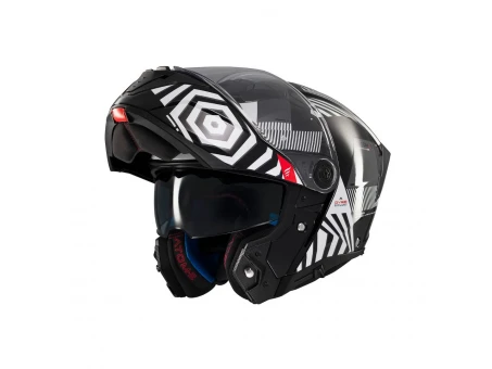 Cască flip-up MT Atom 2 SV Strange B2, viziera: MT-V-35 - Negru/Alb | 1335C22121