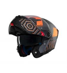 Cască flip-up MT Atom 2 SV Strange C4, viziera: MT-V-35 - Gri/Portocaliu