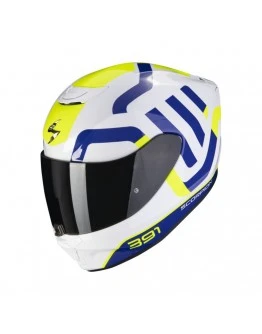 Casca integrala SCORPION EXO-391 AROK - alb,Albastru,Galben fluo