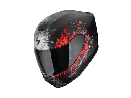 Cască integrală Scorpion EXO-391 Wolf - Negru mat/Argintiu/Rosu | 139-516-24