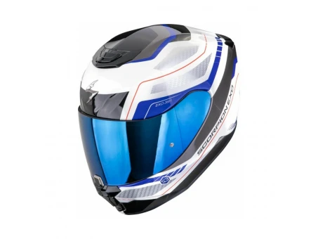 Cască integrală SCORPION EXO-391 LEO - Alb/Albastru | 139-538-74