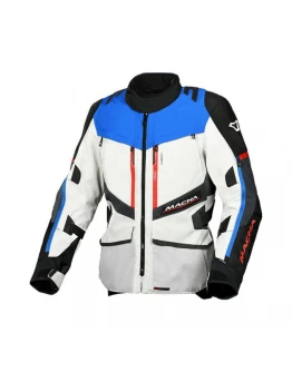 Geaca textil impermeabila touring/adventure MACNA DOMANE - Negru,Gri deschis,Albastru