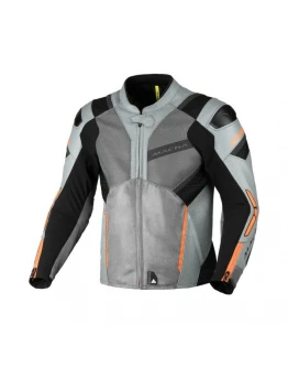 Geacă moto vară piele/textil MACNA Galvic - Gri/Negru/Portocaliu