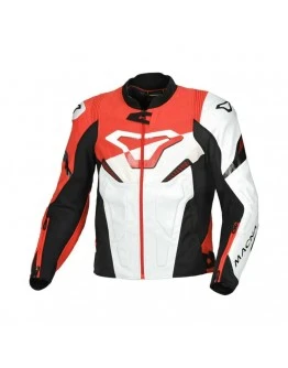 Geaca de piele sport/touring MACNA POINTER -alb,Rosu