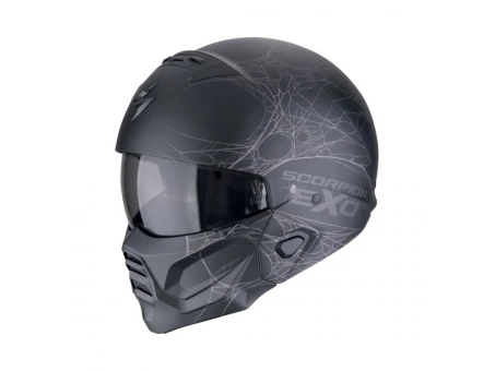 Cască open-face SCORPION EXO-Combat II Spiderweb - Negru mat/Argintiu | 182-476-159