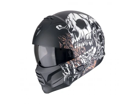 Cască moto SCORPION EXO-Combat II GENESIS - Negru mat/Alb/Auriu | 182-485-353