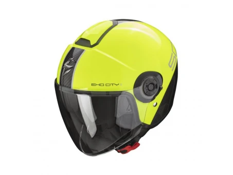Casca open face/jet SCORPION EXO CITY II CARBO - Galben fluo/Negru