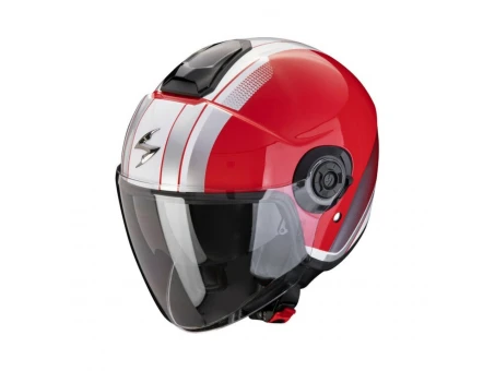 Casca open face/jet SCORPION EXO CITY II VEL - Alb/Rosu | 183-460-242