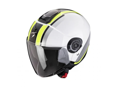 Casca open face/jet SCORPION EXO CITY II VEL - Alb/Galben fluo | 183-460-256
