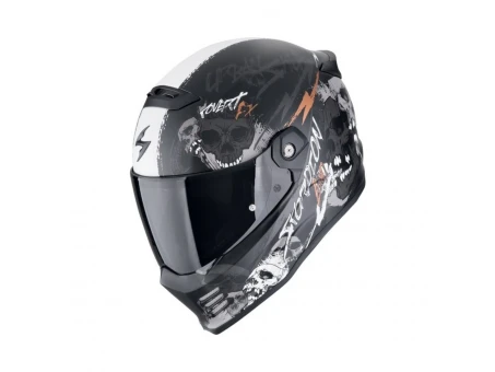 Cască integrală SCORPION COVERT FX SKULLZ - Negru mat/Gri/Auriu | 186-502-366
