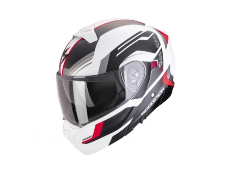 Casca moto flip-up SCORPION EXO 930 EVO SIKON - Alb mat/Negru/Rosu