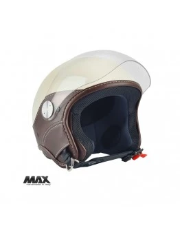 Casca open face (demi-jet) Max Helmets model DJ06 LS Vision (V2B) - Crem lucios/maro (PLM) - 100% MADE IN ITALY