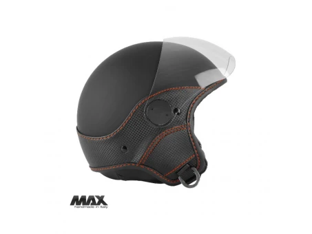 Casca open face (demi-jet) Max Helmets model DJ06 LS Vision Carbon - Negru mat/portocaliu (NOAR) – 100% MADE IN ITALY