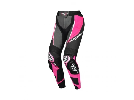 Pantaloni moto femei piele Racing Ixon vara Vortex 3 LS - Negru/Roz/Alb | 2002020041057