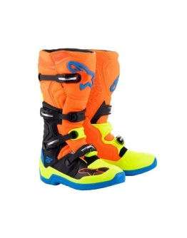 Cizme cross-enduro ALPINESTARS TECH 5 BOOT - Portocaliu fluo/Albastru,Galben fluo