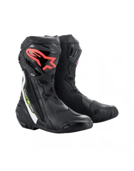 Cizme moto race Alpinestars Supertech R - Negru,alb,Rosu fluo/Galben fluo