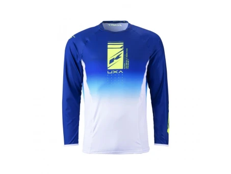Tricou Kenny Racing Cross/Enduro Model Titanium Premium - Albastru,Alb,Galben fluo