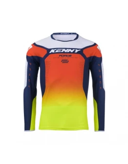 Tricou Kenny Racing Cross/Enduro Model Force Spring/Summer - Albastru/Alb/Portocaliu/Galben