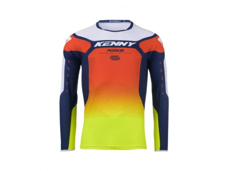 Tricou Kenny Racing Cross/Enduro Model Force Spring/Summer - Albastru/Alb/Portocaliu/Galben