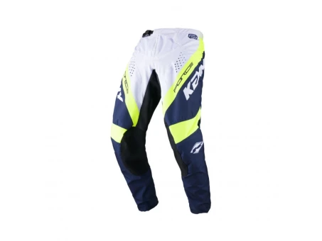 Pantaloni Kenny Racing Cross/Enduro Model Force - Alb/Albastru/Galben fluo