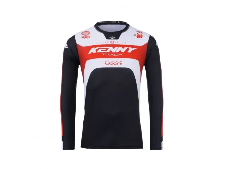Tricou Cross/Enduro KENNY RACING Track FOCUS - Negru/Alb/Rosu