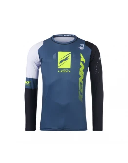 Tricou Cross/Enduro KENNY RACING Track Zoom - Albastru/Negru/Alb/Galben