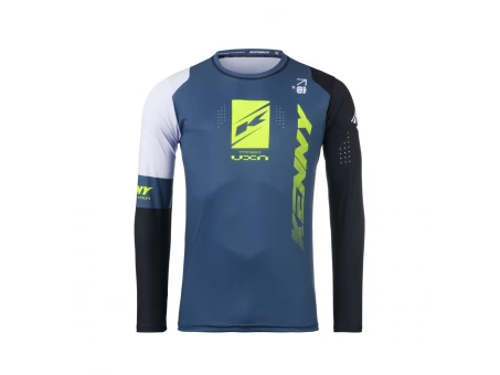 Tricou Cross/Enduro KENNY RACING Track Zoom - Albastru/Negru/Alb/Galben