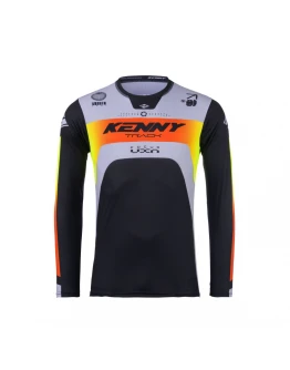 Tricou Cross/Enduro KENNY RACING Track FOCUS - Negru/Gri/Galben/Rosu