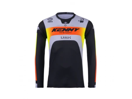 Tricou Cross/Enduro KENNY RACING Track FOCUS - Negru/Gri/Galben/Rosu