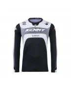 Tricou Cross/Enduro KENNY RACING Track FOCUS - Negru/Alb/Gri