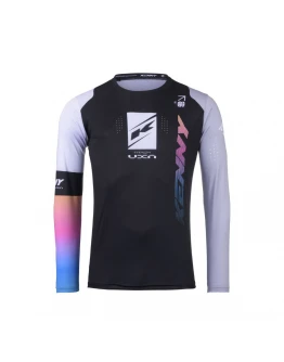 Tricou Cross/Enduro KENNY RACING Track Zoom - Negru/Alb/Albastru/Roz