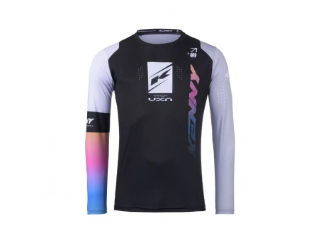 Tricou Cross/Enduro KENNY RACING Track Zoom - Negru/Alb/Albastru/Roz