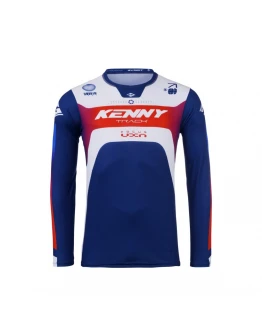 Tricou Cross/Enduro KENNY RACING Track FOCUS - Albastru/Alb/Rosu