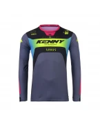 Tricou Cross/Enduro KENNY RACING Track FOCUS - Negru/Gri/Galben/Roz